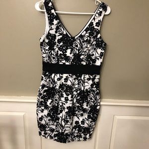 Black and white floral dress.